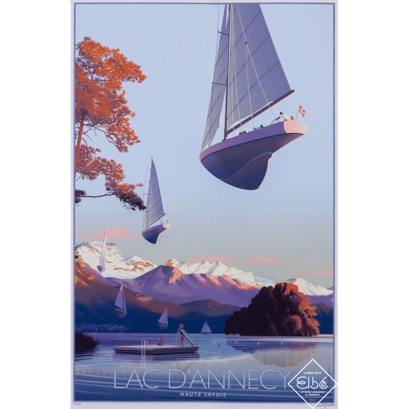 Sérigraphie originale - Lac d'Annecy - numérotée - signé - 147-150 - Laurent Durieux - 2022 - 92 par 61 cm