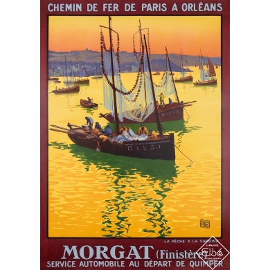 Affiche ancienne de voyage - Morgat - Bretagne - Charles Hallo - 1925 - 105 par 74 cm