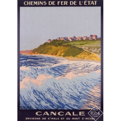Affiche ancienne de voyage - Cancale - Environ de Saint Malo et du Mont Saint Michel - Henry de Renaucourt - 1927 - 104 par 75 c