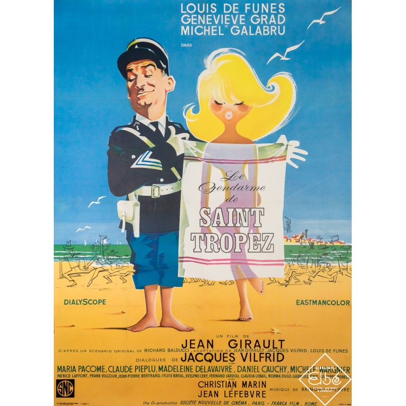 Affiche ancienne de film - Le gendarme de Saint Tropez - Clément Hurel - 1964 - 159 par 116.5 cm
