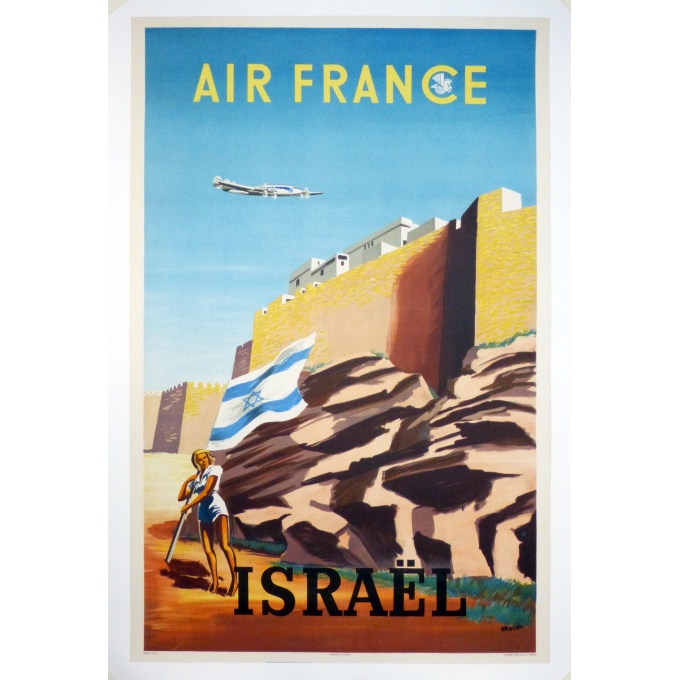 Affiche originale de la compagnie Air France - Israël - 62 x 100 cm