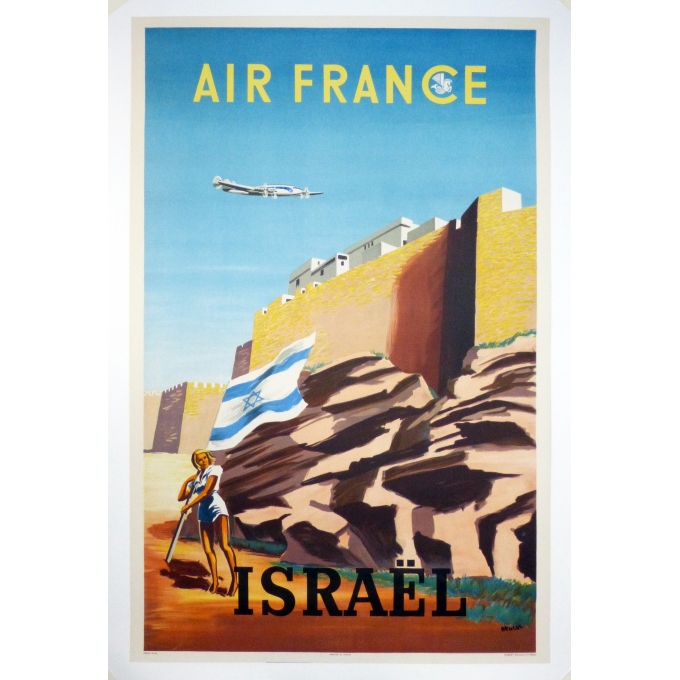 Original vintage poster Air France - ISRAEL - 24.4 X 39.3 inch.