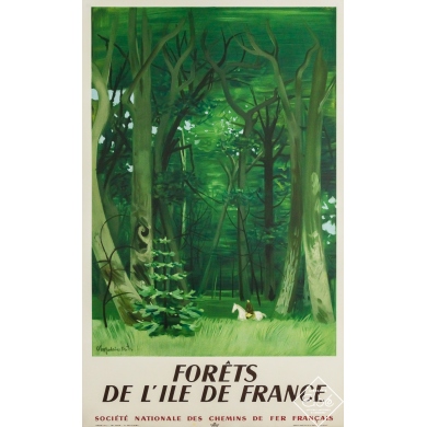 Original vintage travel poster Forêts de l’Ile de France - Chaplin - 38.98 by 24.02 inches
