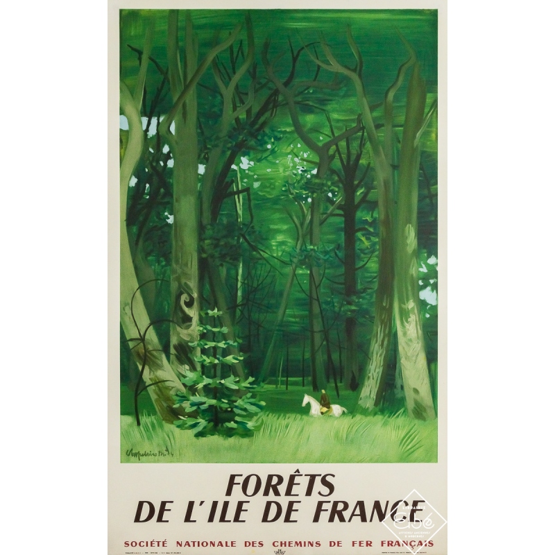 Original vintage travel poster Forêts de l’Ile de France - Chaplin - 38.98 by 24.02 inches