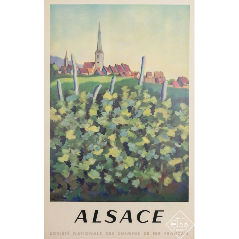 Affiche ancienne originale de voyage - Alsace - SNCF - E. Benico - 99 par 62 cm