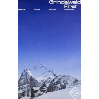 Affiche ancienne originale de voyage - Grindewald First Suisse - Marc Rudin - Circa 1970 - 101 par 65 cm