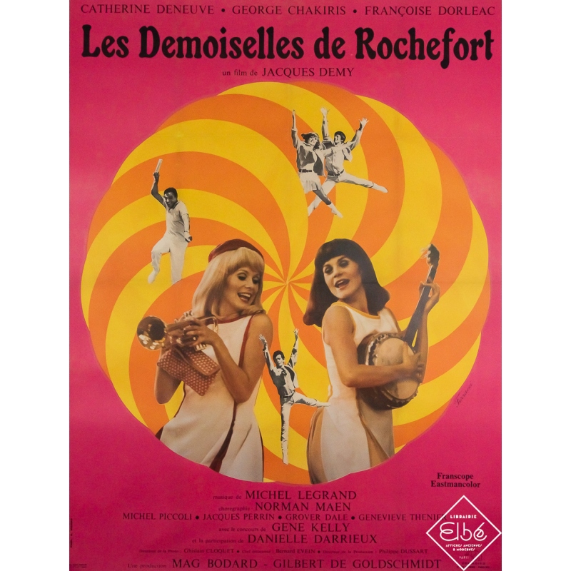 Affiche ancienne originale de cinéma - Les Demoiselles de Rochefort - Demy - Ferracci - 155 par 117 cm