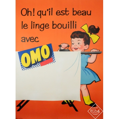 Affiche ancienne de publicité Circa 1955 - Omo lessive