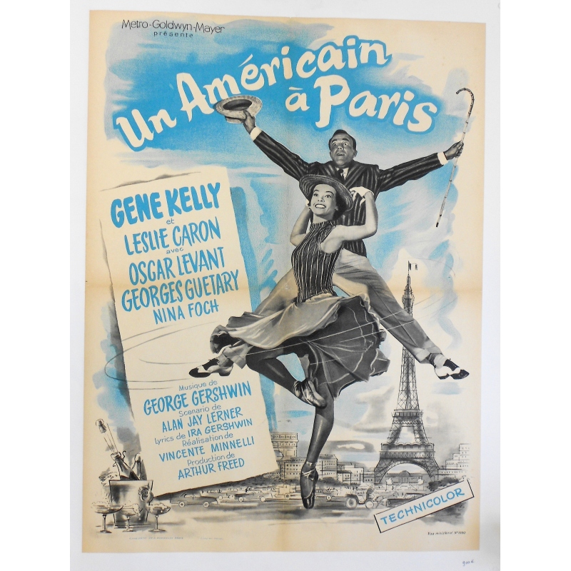 Un Américain à Paris - Affiche originale française de la comédie musicale réalisée par Vincente Minnelli - 1951 Un Américain à Paris - Affiche originale française de la comédie musicale réalisée par Vincente Minnelli - 1951