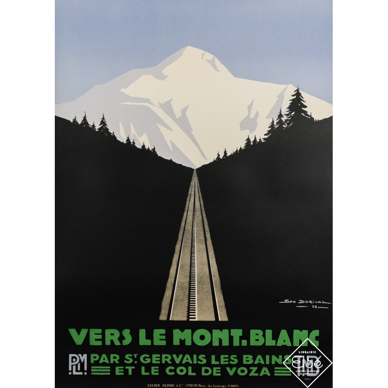 Affiche ancienne originale de voyage - Vers le Mont Blanc - jour - Triptyque - PLM - Géo Dorival - 104 par 75 cm Affiche ancienne originale de voyage - Vers le Mont Blanc - jour - Triptyque - PLM - Géo Dorival - 104 par 75 cm