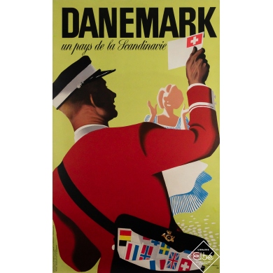 Original vintage travel poster Danemark Scandinavia - Thelander - 39.76 by 24.41 inches