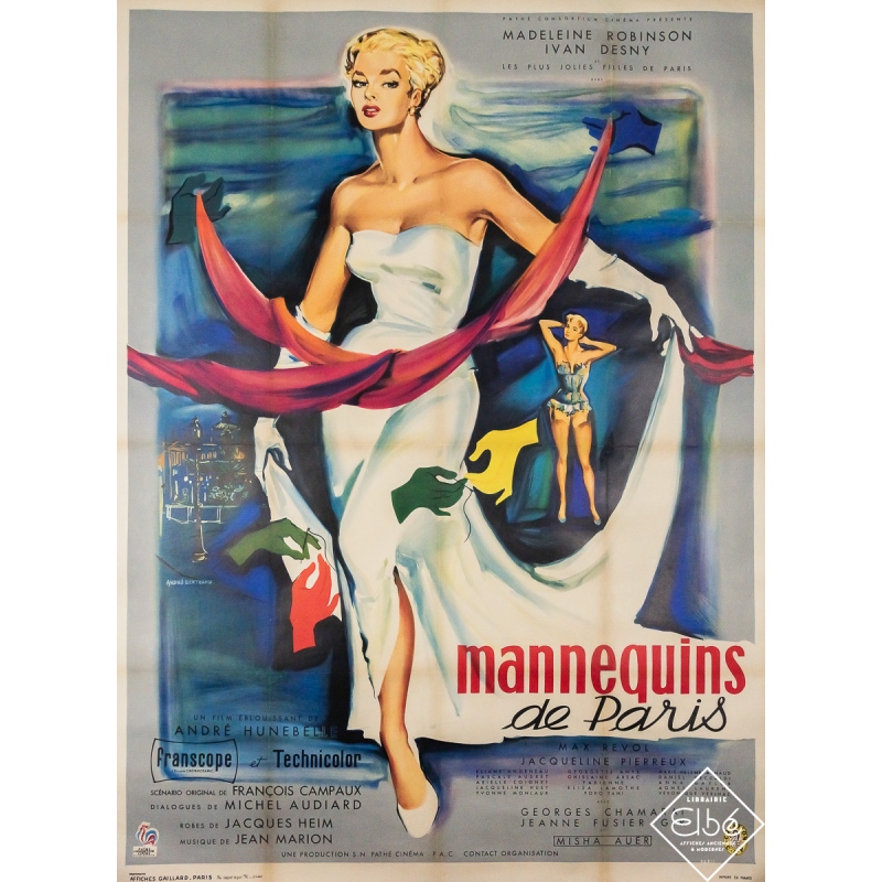Original vintage movie poster Mannequins de Paris - André Bertrand - 62.6 by 46.46 inches