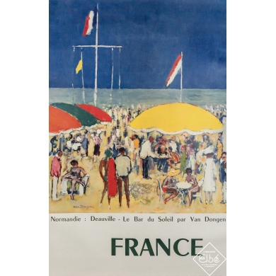 Original vintage travel poster Normandie - Deauville - Le Bar du Soleil - Van Dongen - Circa 1960 - 38.78 by 24.41 inches