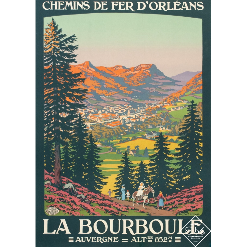 Original vintage poster La Bourboule Auvergne Chemins de Fer d'Orléans - Constant Duval - Circa 1920 - 41.1 by 29.5 inches Original vintage poster La Bourboule Auvergne Chemins de Fer d'Orléans - Constant Duval - Circa 1920 - 41.1 by 29.5 inches