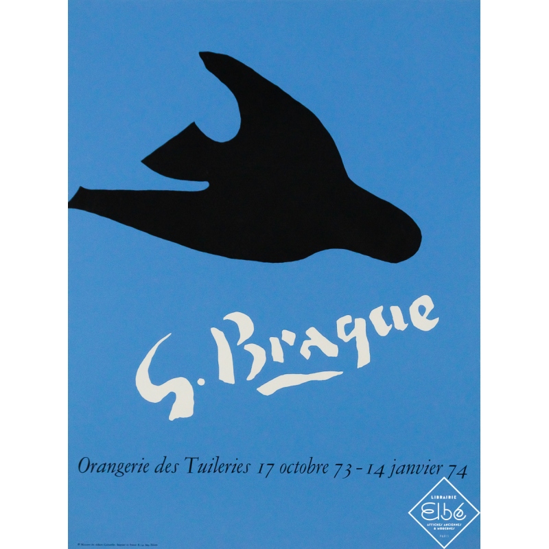 Affiche ancienne originale d'exposition d'après Braque - Braque - Braque - 60 par 45 cm