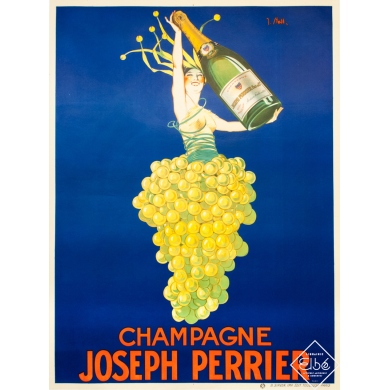 Affiche ancienne originale de publicité - Champagne Joseph Perrier - J. Stall - Circa 1930 - 160 par 120 cm