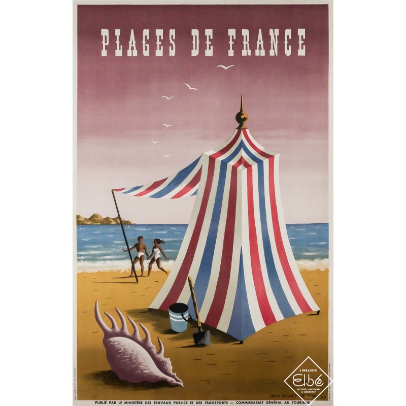 Original vintage travel poster Plages de France - Jean Picart Le Doux - 39.17 by 25.59 inches
