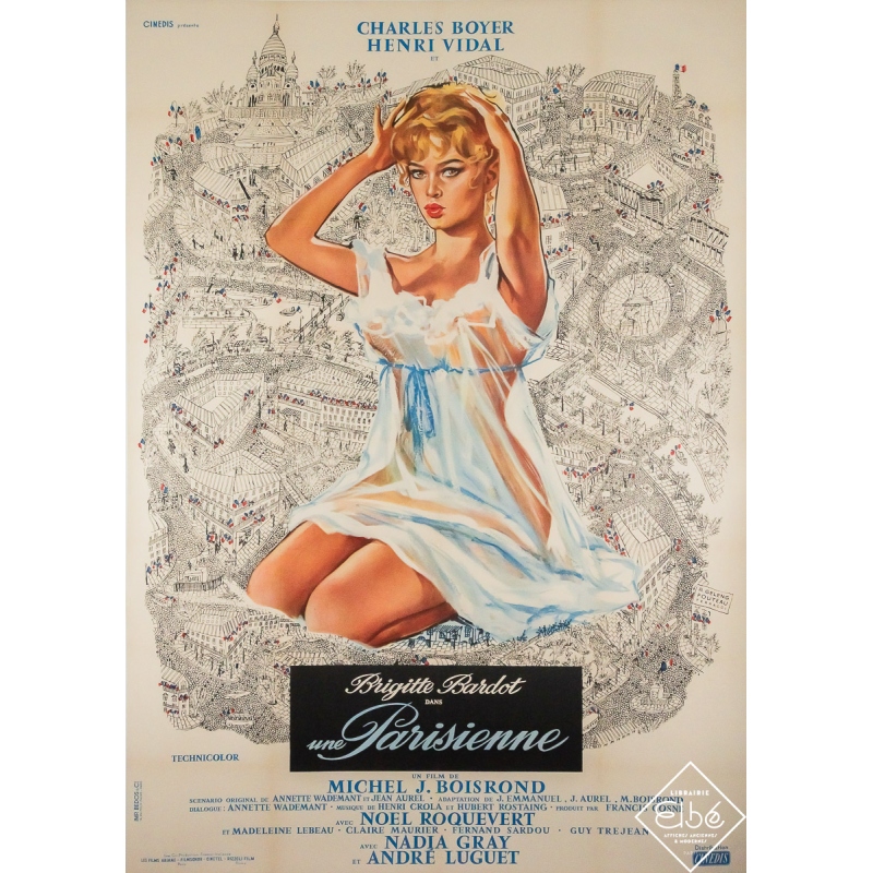 Affiche ancienne originale de cinéma - Une Parisienne  - Ferracci - 160.5 par 114.5 cm