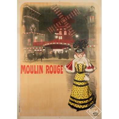 Original vintage advertising poster Moulin Rouge - Roedel - 49.21 by 34.65 inches