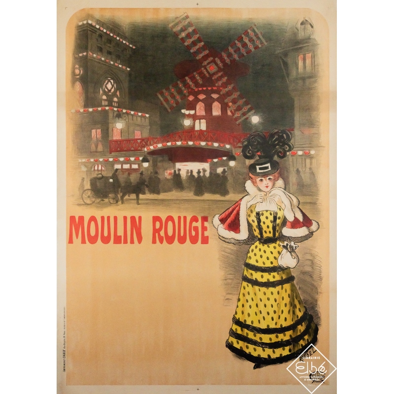 Original vintage advertising poster Moulin Rouge - Roedel - 49.21 by 34.65 inches