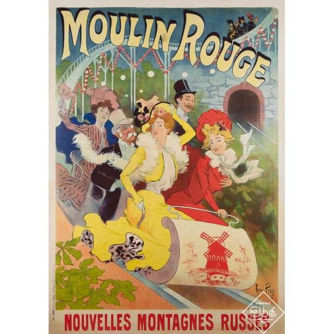 Affiche ancienne originale de publicité - Moulin Rouge - Nouvelles montagnes russes - René Péan - 125 par 88 cm Affiche ancienne originale de publicité - Moulin Rouge - Nouvelles montagnes russes - René Péan - 125 par 88 cm