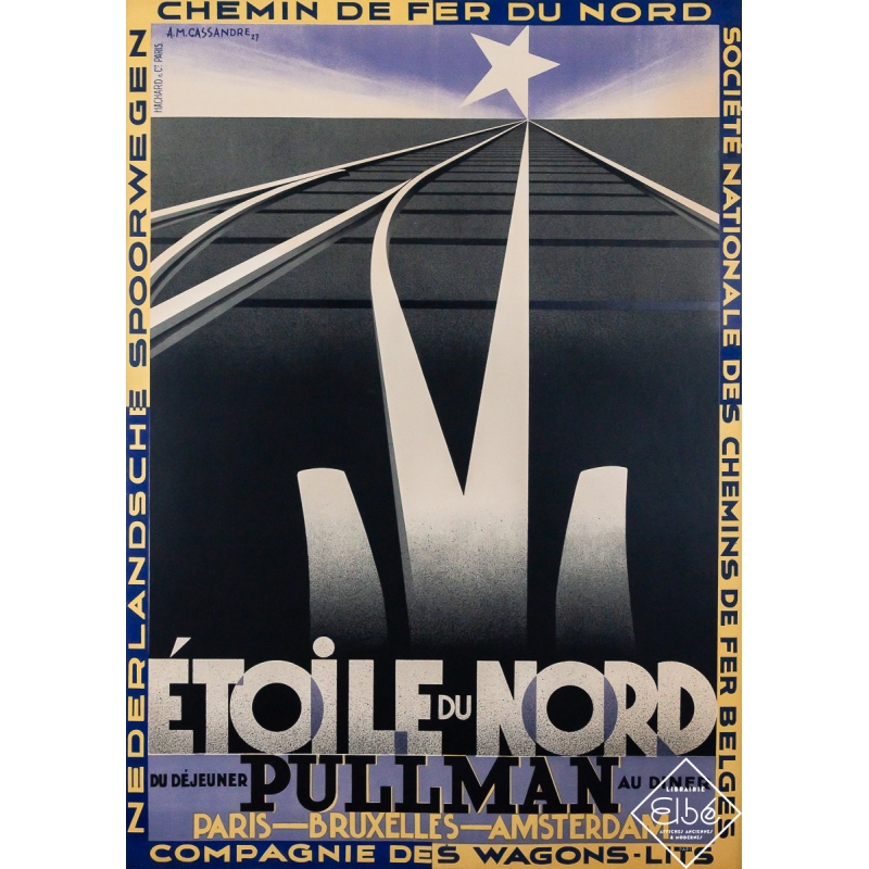 Affiche ancienne originale de voyage - Étoile du Nord - Cassandre - 106 par 76 cm
