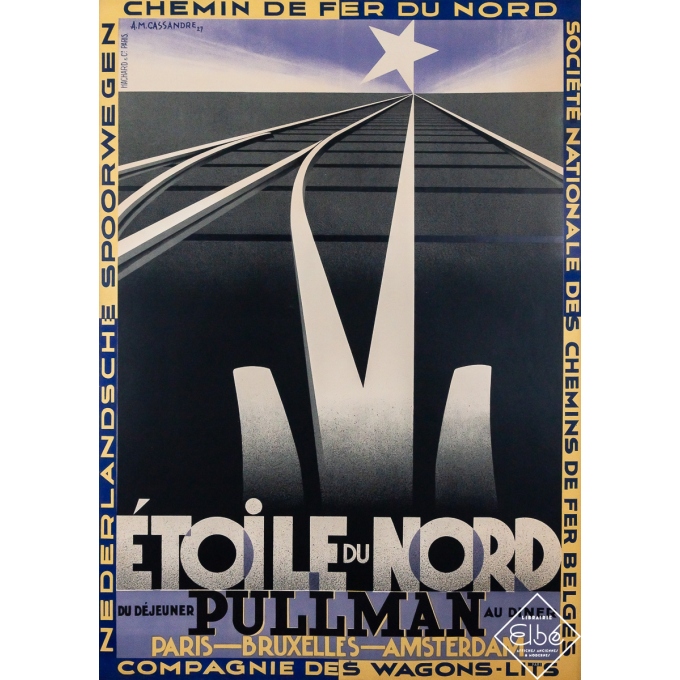 Affiche ancienne originale de voyage - Étoile du Nord - Cassandre - 106 par 76 cm Affiche ancienne originale de voyage - Étoile du Nord - Cassandre - 106 par 76 cm