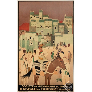 Original vintage travel poster Kasbah de Tamdart - Grand Atlas - Jacques Majorelle - 39.57 by 24.8 inches
