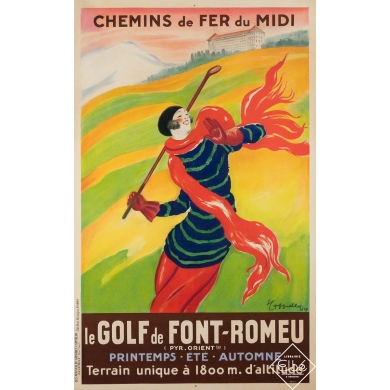 Original vintage travel poster Le golf de Font-Romeu - Leonetto Cappiello - 39.37 by 24.41 inches