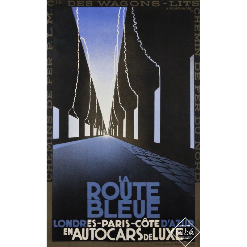 Original vintage travel poster La route bleue  - Cassandre - 39.17 by 24.41 inches