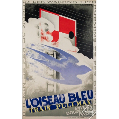 Vintage travel poster by Cassandre from 1929 - L’oiseau bleu