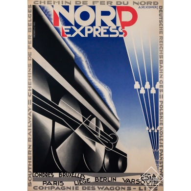 Original vintage travel poster Nord Express - Cassandre - 41.54 by 29.72 inches
