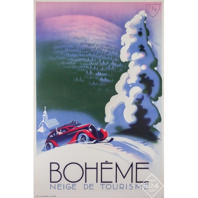 Original vintage travel poster Bohême Neige de tourisme - Edmond Maurus - Circa 1935 - 59.84 by 39.37 inches
