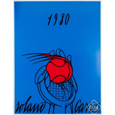 Affiche ancienne originale - Roland Garros 1980 - Adami - 75 par 57 cm