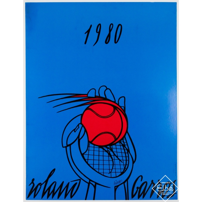 Affiche ancienne originale - Roland Garros 1980 - Adami - 75 par 57 cm Affiche ancienne originale - Roland Garros 1980 - Adami - 75 par 57 cm