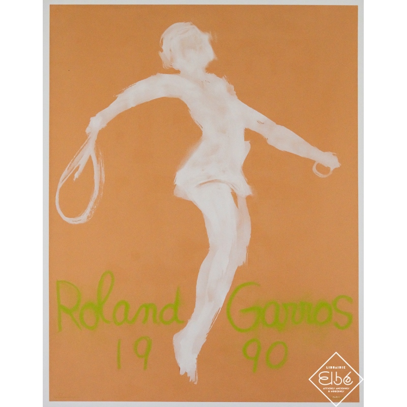 Affiche ancienne originale - Roland Garros 1990 - Garache - 75 par 58 cm