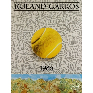 Affiche ancienne originale - Roland Garros 1986 - Jiri Kolar - 75 par 57 cm