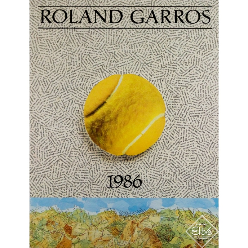 Affiche ancienne originale - Roland Garros 1986 - Jiri Kolar - 75 par 57 cm
