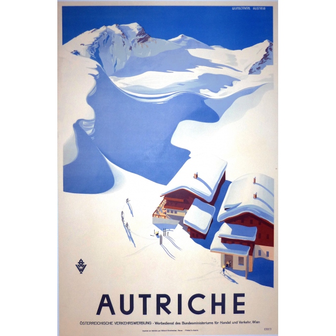Affiche originale de sports d'hiver en Autriche, datant des années 1930