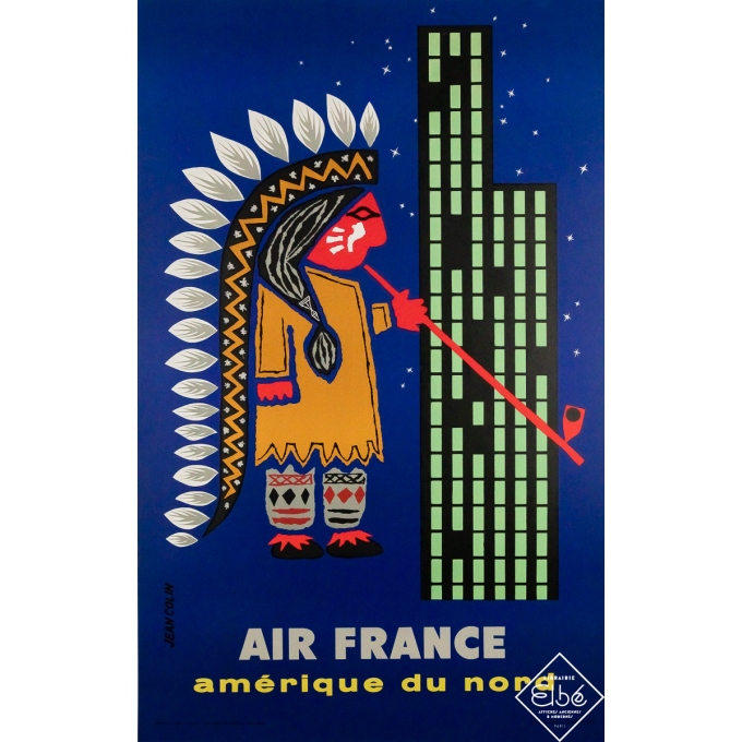 Original vintage travel poster Air France Amérique du nord - Jean Colin - 38.98 by 24.41 inches Original vintage travel poster Air France Amérique du nord - Jean Colin - 38.98 by 24.41 inches