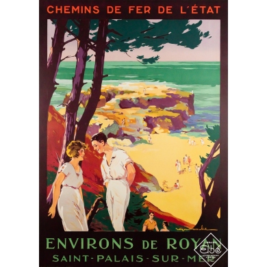 Affiche ancienne originale de voyage - Saint-Palais-sur-mer Environs de Royan - Roger Soubie - Circa 1930 - 105 par 74.5 cm