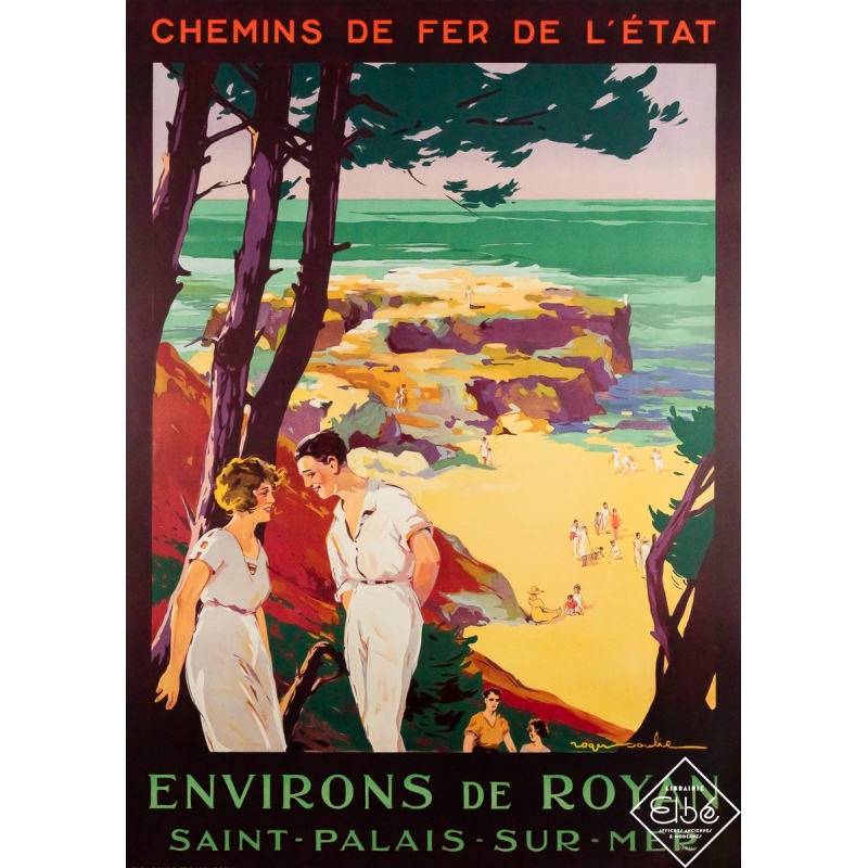 Original vintage travel poster Saint-Palais-sur-mer Environs de Royan - Roger Soubie - Circa 1930 - 41.34 by 29.33 inches Original vintage travel poster Saint-Palais-sur-mer Environs de Royan - Roger Soubie - Circa 1930 - 41.34 by 29.33 inches