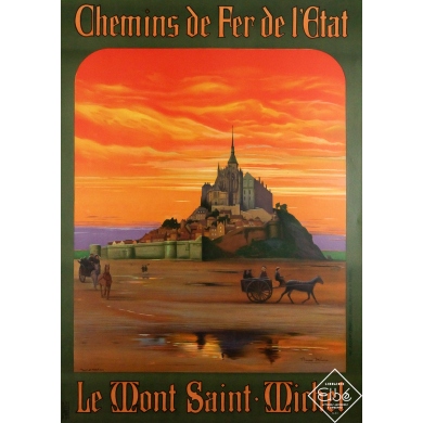 Affiche ancienne originale de voyage - Le Mont Saint Michel - André Milaire - 105.5 par 75.5 cm