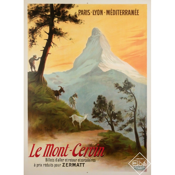 Affiche ancienne originale de voyage - Le Mont-Cervin Zermatt - René Péan - Circa 1910 - 109 par 78 cm Affiche ancienne originale de voyage - Le Mont-Cervin Zermatt - René Péan - Circa 1910 - 109 par 78 cm