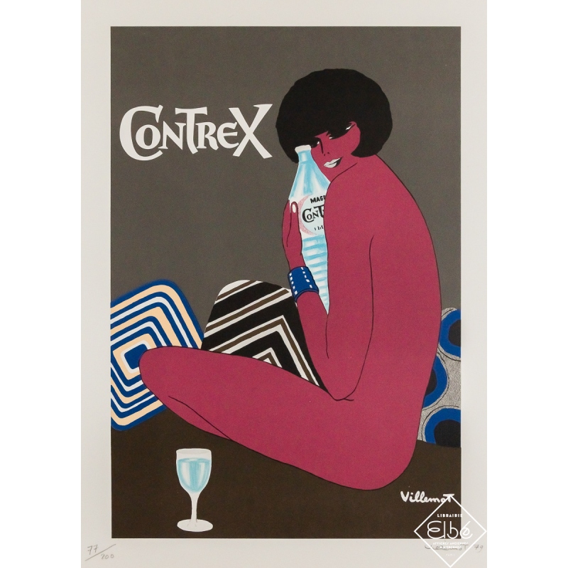 Affiche ancienne originale de publicité - Contrex - Bernard Villemot - 64.5 par 49 cm