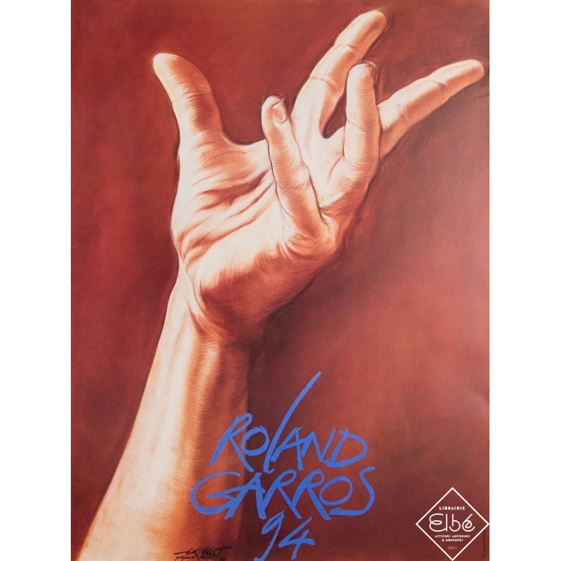 Affiche ancienne originale - Roland Garros 1994 - Ernest Pignon Ernest - 75.5 par 56 cm