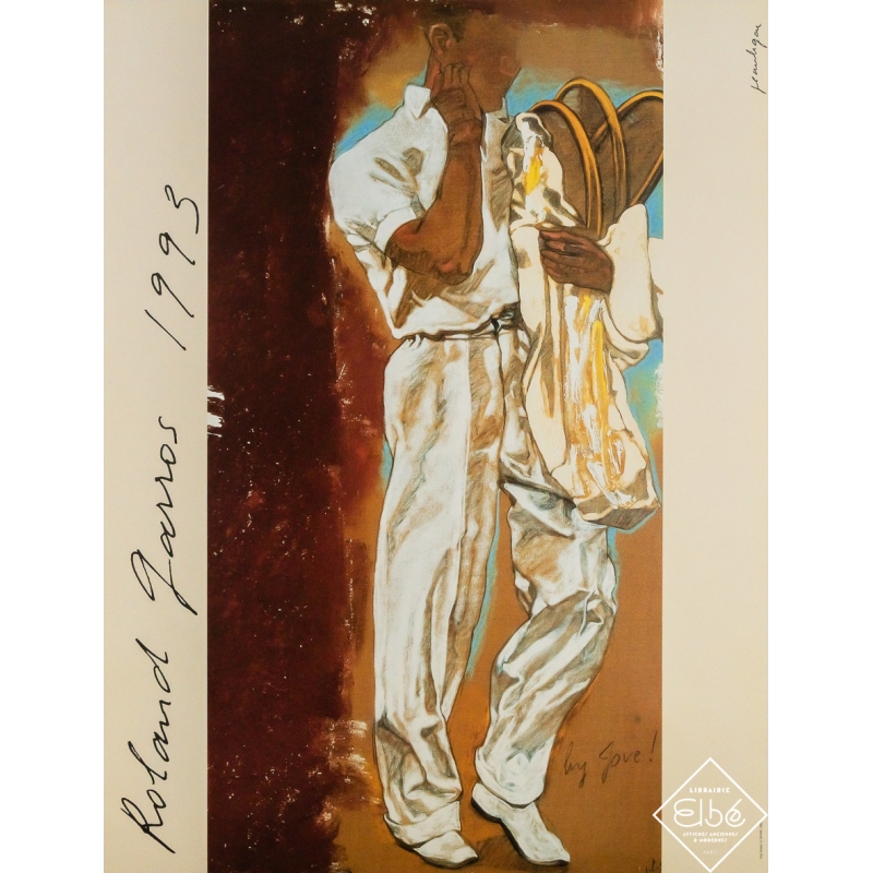 Original vintage poster Roland Garros 1993 - Jean Le Gac - 29.53 by 22.44 inches