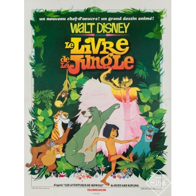 Original vintage movie poster Le Livre de la jungle - Walt Disney Productions - 31.5 by 23.82 inches