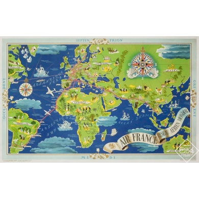 Affiche ancienne de voyage de Lucien Boucher Circa 1930 -...