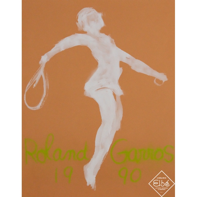 Affiche ancienne originale - Roland Garros 1990 - Garache - 74.5 par 58 cm Affiche ancienne originale - Roland Garros 1990 - Garache - 74.5 par 58 cm